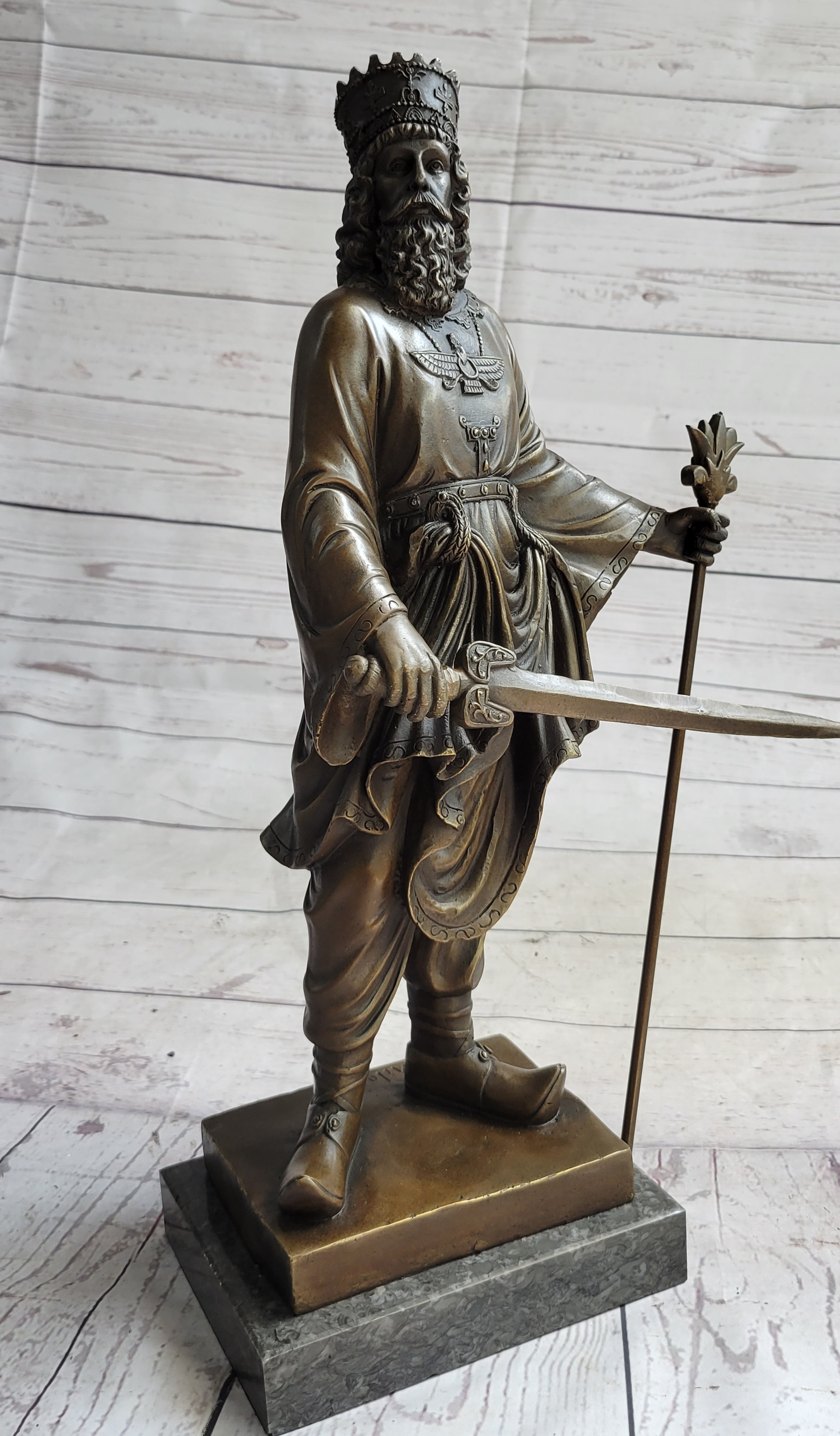 King Cyrus The Great Achaemenid Ruler Bronze Sculpture 17" x 8"