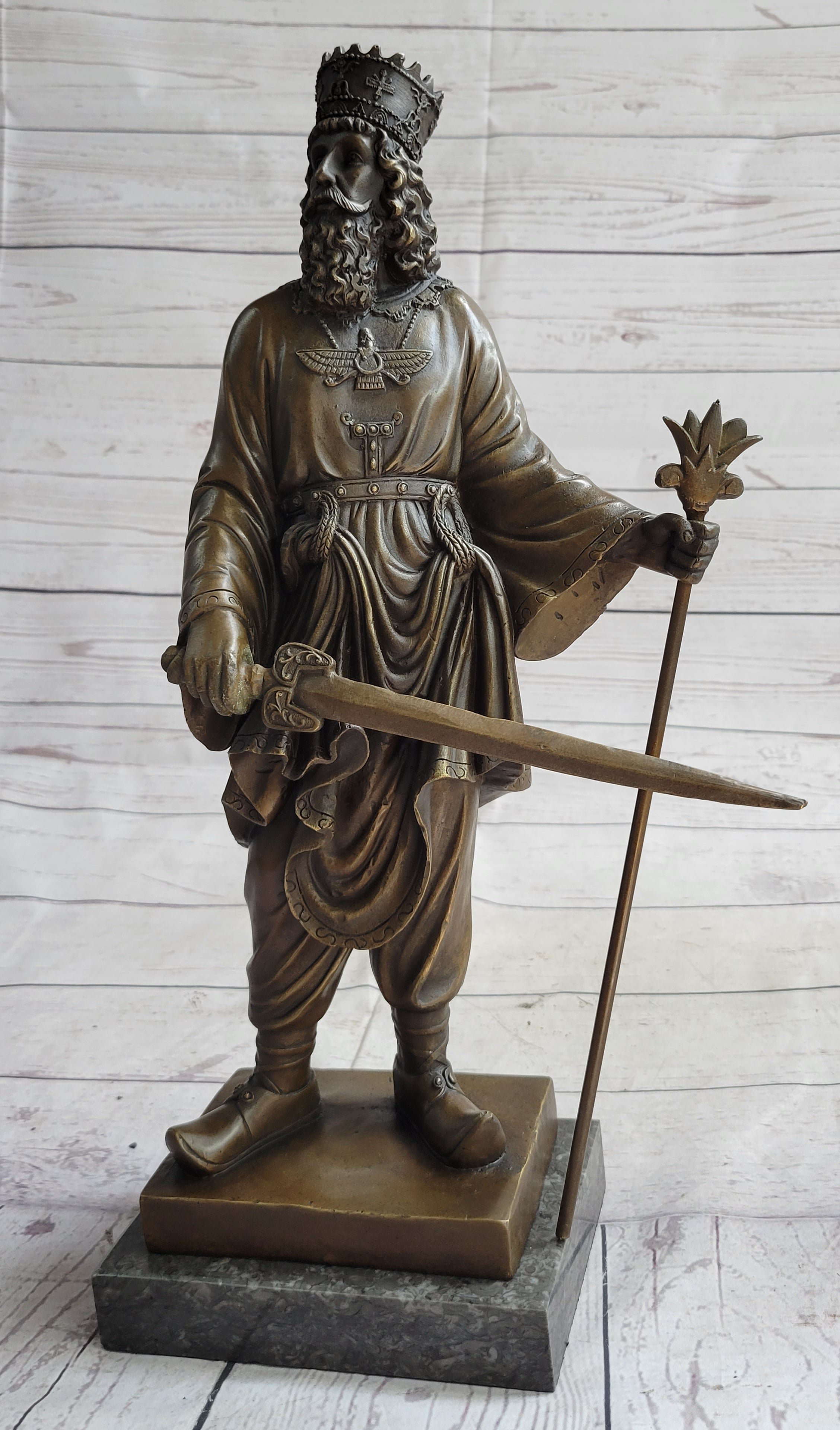 King Cyrus The Great Achaemenid Ruler Bronze Sculpture 17" x 8"