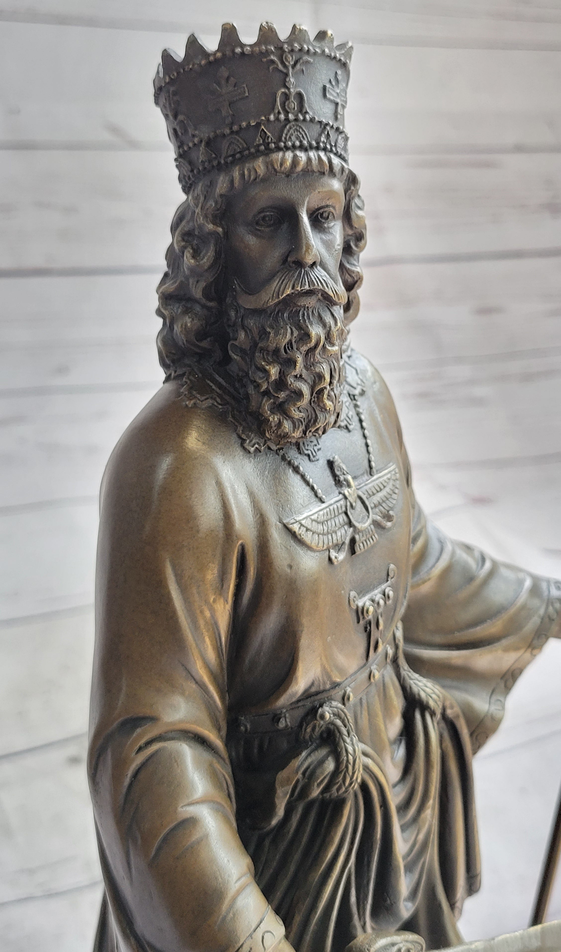 King Cyrus The Great Achaemenid Ruler Bronze Sculpture 17" x 8"