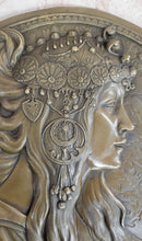 Signed Emperor Egyptian Princess Wall Mount Bas Relief Bronze