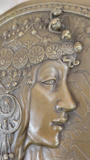 Signed Emperor Egyptian Princess Wall Mount Bas Relief Bronze