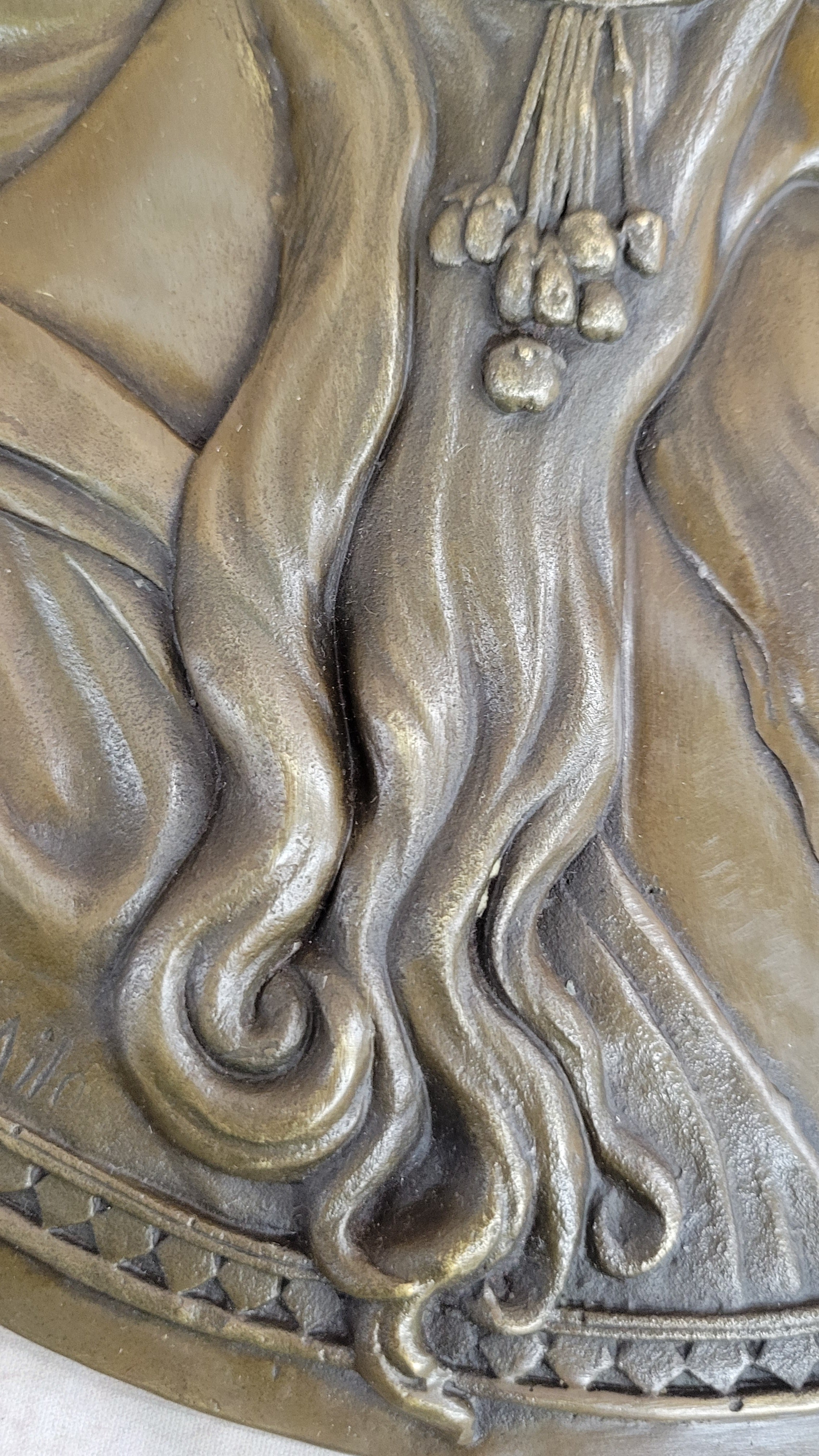 Signed Emperor Egyptian Princess Wall Mount Bas Relief Bronze