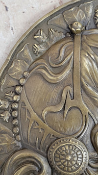 Art Nouveau Maiden Bronze Female Profile Wall Plaque by Milo