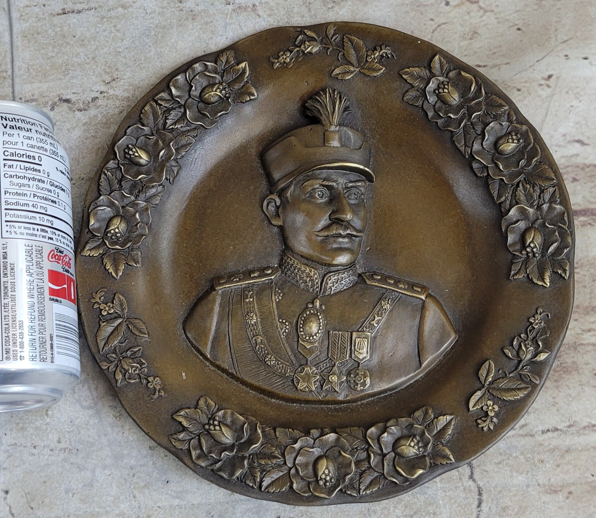 Signed Art Nouveau Reza Shah Pahlavi Bas Relief Bronze Sculpture