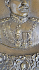 Reza Shah Pahlavi Bronze Metal Plate Wall Art by Kanaev