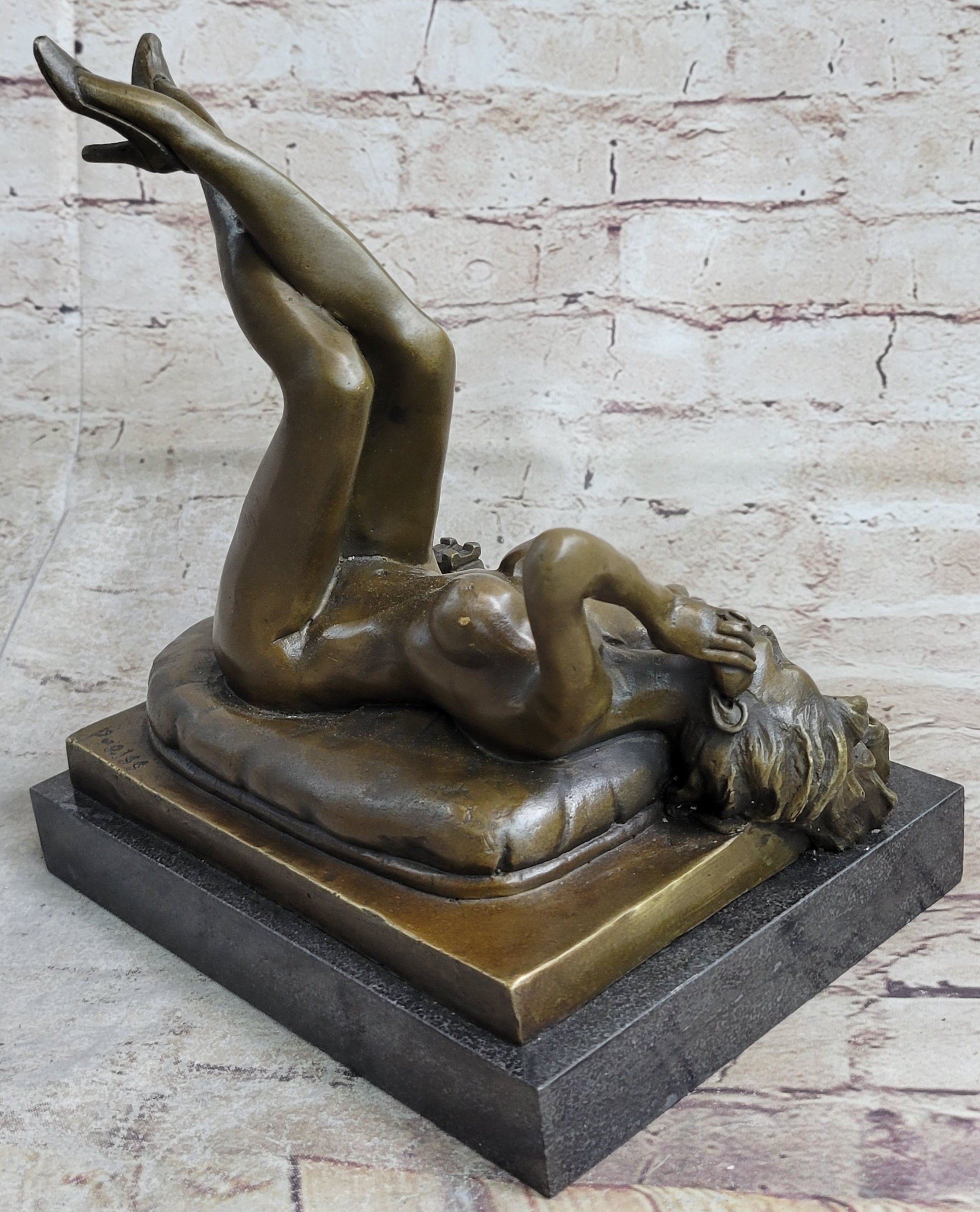 Erotic Bronze Sculpture Statue Nude Woman Girl on Phone Preiss Erotica 10" x 12"