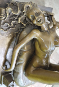 Erotic Bronze Sculpture Statue Nude Woman Girl on Phone Preiss Erotica 10" x 12"