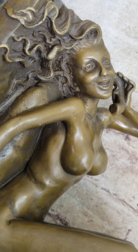 Erotic Bronze Sculpture Statue Nude Woman Girl on Phone Preiss Erotica 10" x 12"