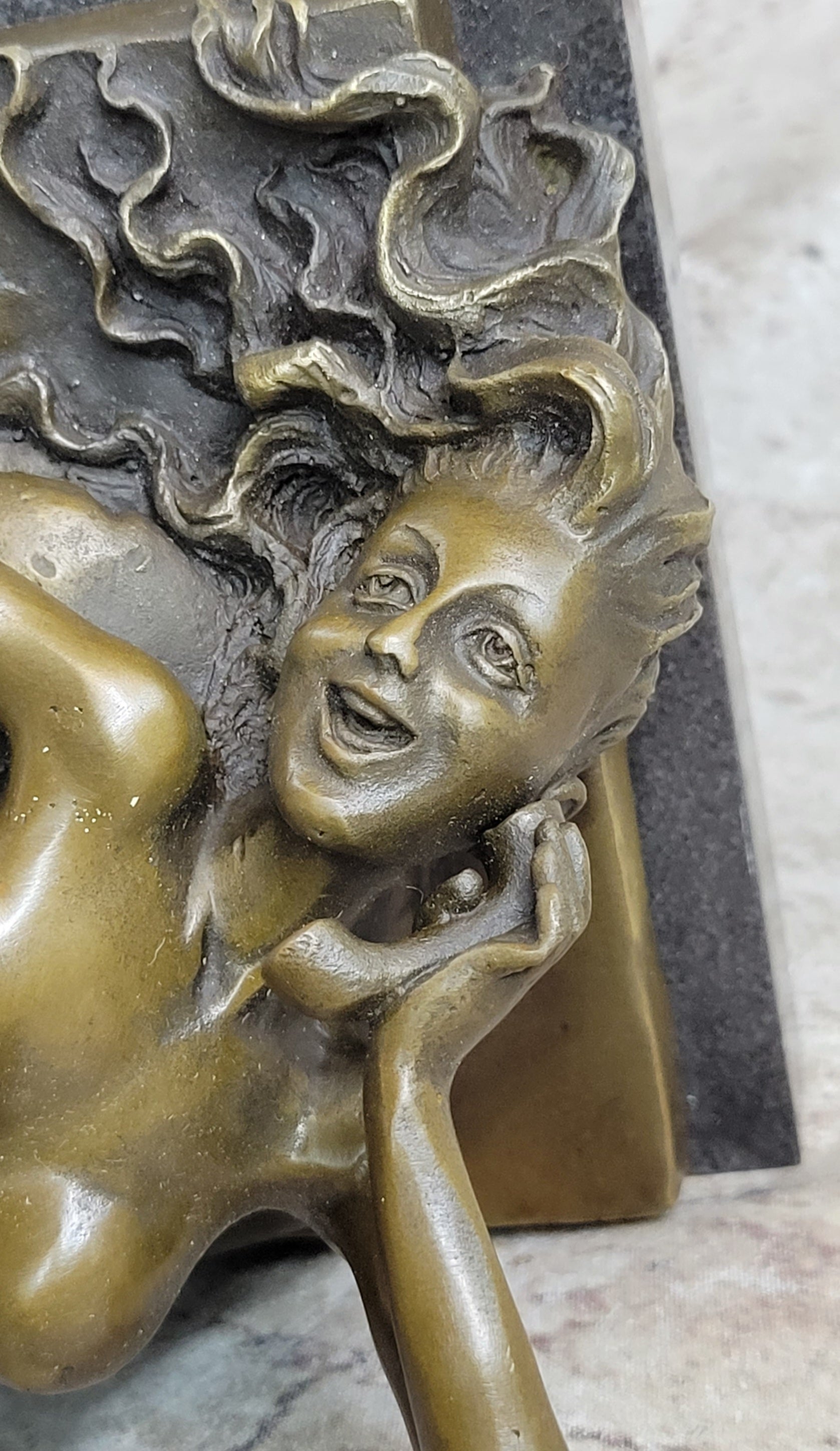 Erotic Bronze Sculpture Statue Nude Woman Girl on Phone Preiss Erotica 10" x 12"