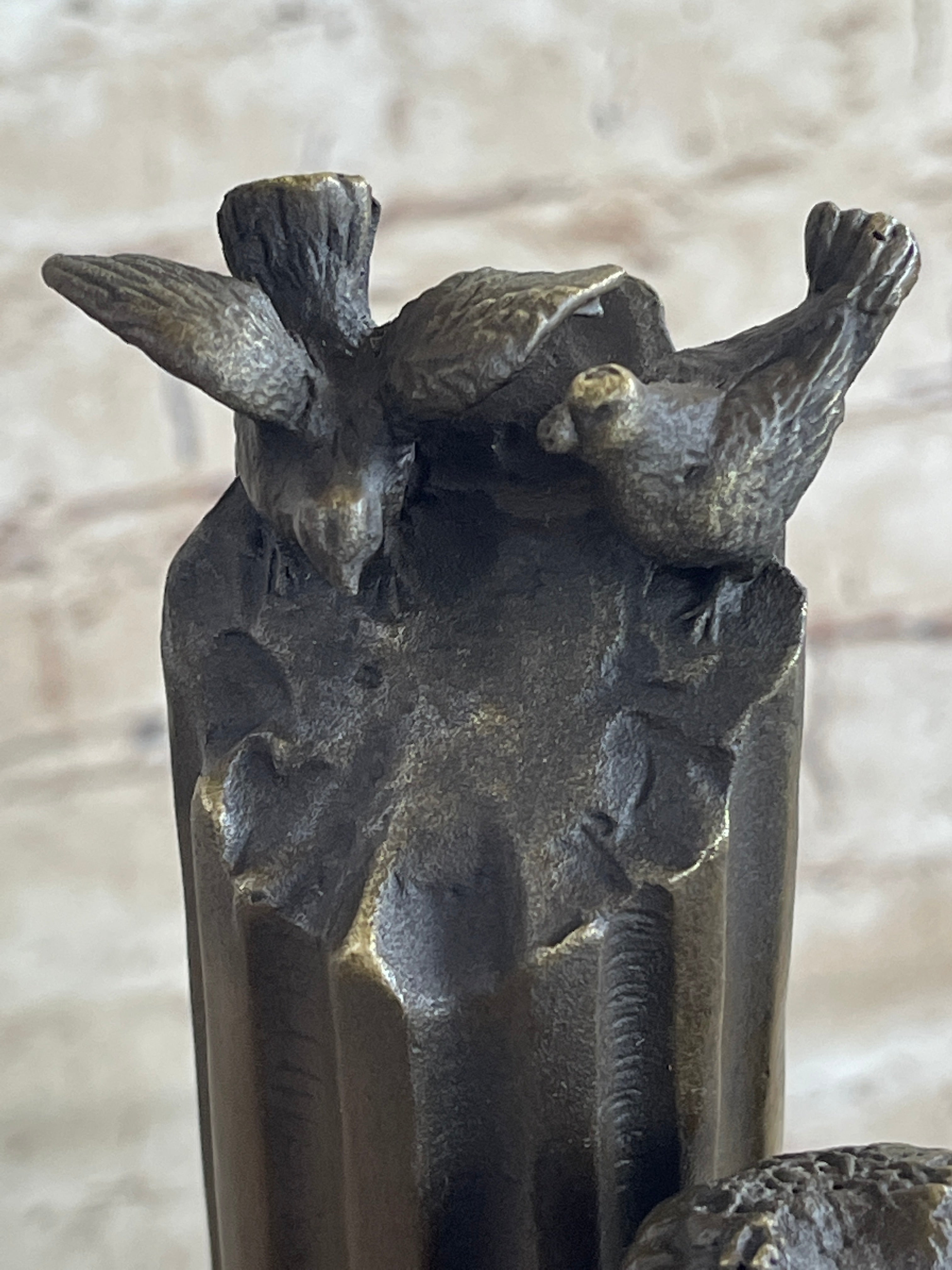 Two Young Girls w/ Book & Column Bronze Sculpture Moreau 14" x 8"