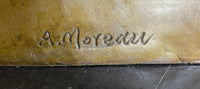 Two Young Girls w/ Book & Column Bronze Sculpture Moreau 14" x 8"