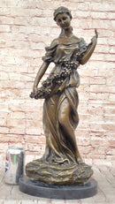 Classical Woman Harvesting Grapes Bronze Sculpture French Art