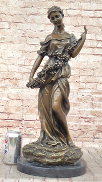 Classical Woman Harvesting Grapes Bronze Sculpture French Art