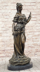 Classical Woman Harvesting Grapes Bronze Sculpture French Art