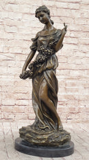 Classical Woman Harvesting Grapes Bronze Sculpture French Art