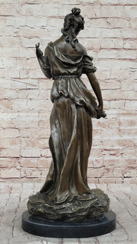 Classical Woman Harvesting Grapes Bronze Sculpture French Art