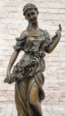 Classical Woman Harvesting Grapes Bronze Sculpture French Art