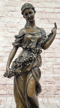 Classical Woman Harvesting Grapes Bronze Sculpture French Art