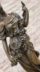 Classical Woman Harvesting Grapes Bronze Sculpture French Art