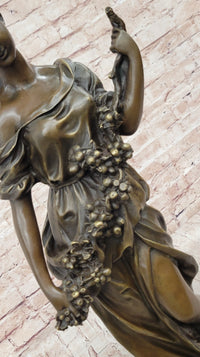 Classical Woman Harvesting Grapes Bronze Sculpture French Art