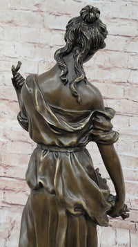 Classical Woman Harvesting Grapes Bronze Sculpture French Art