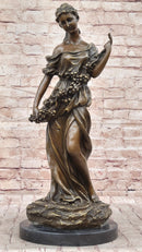 Classical Woman Harvesting Grapes Bronze Sculpture French Art