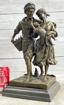 Fisherman Family Bronze Sculpture Romantic Figure 16" x 8"