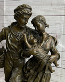 Fisherman Family Bronze Sculpture Romantic Figure 16" x 8"