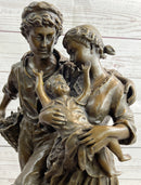 Fisherman Family Bronze Sculpture Romantic Figure 16" x 8"