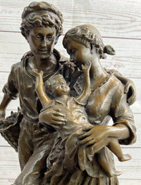 Fisherman Family Bronze Sculpture Romantic Figure 16" x 8"