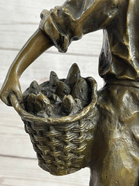 Fisherman Family Bronze Sculpture Romantic Figure 16" x 8"