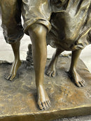 Fisherman Family Bronze Sculpture Romantic Figure 16" x 8"