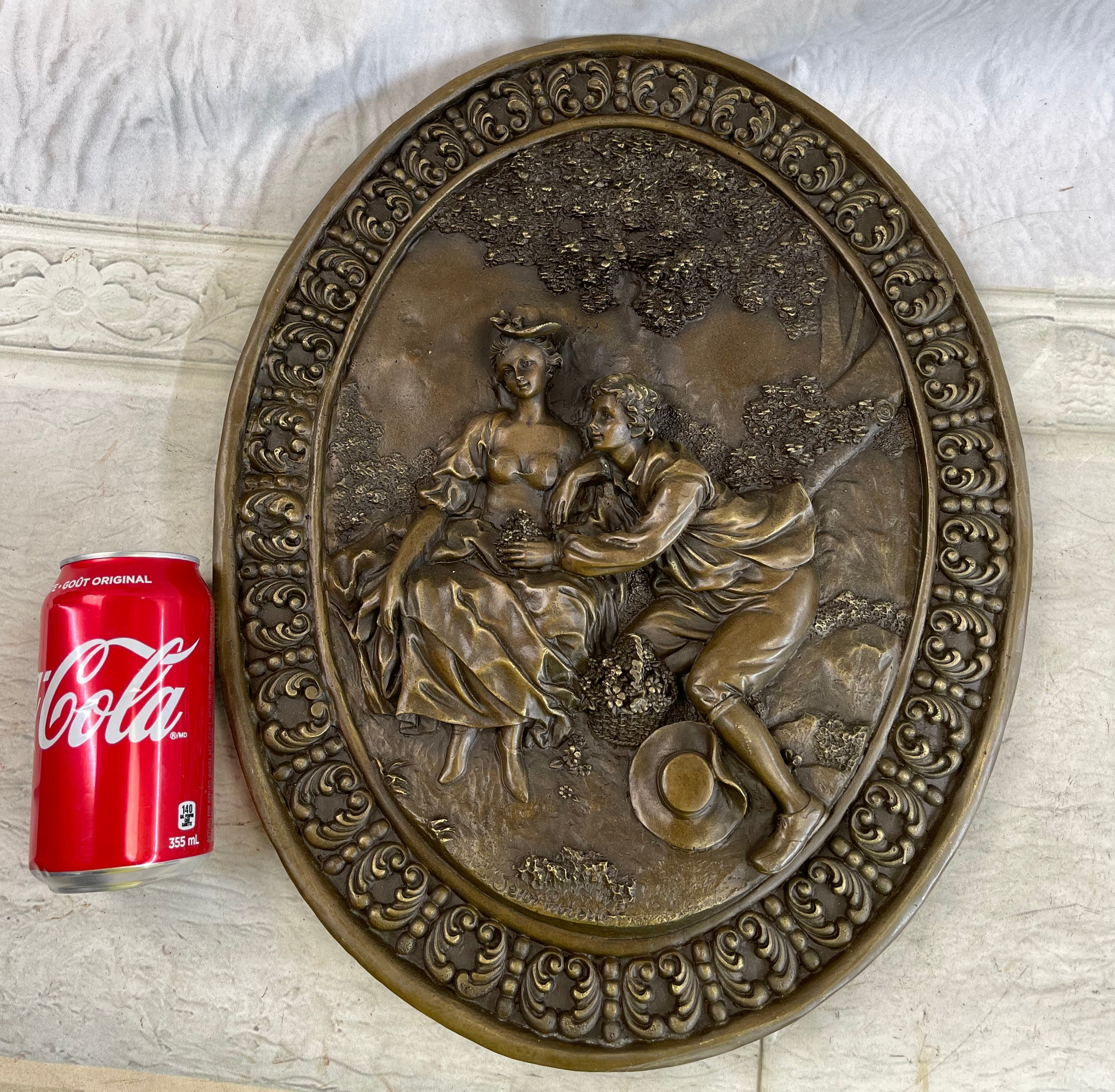 Young Lovers Romantic Wall Art Plaque Bas Relief 18" x 14"
