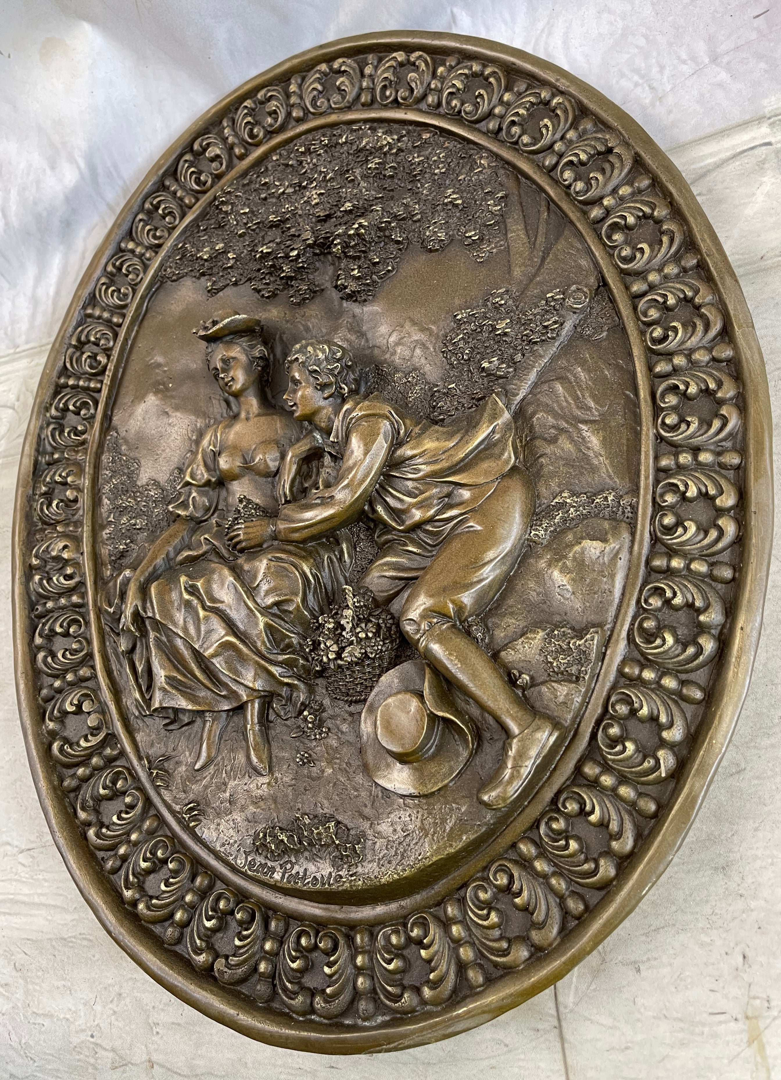Young Lovers Romantic Wall Art Plaque Bas Relief 18" x 14"