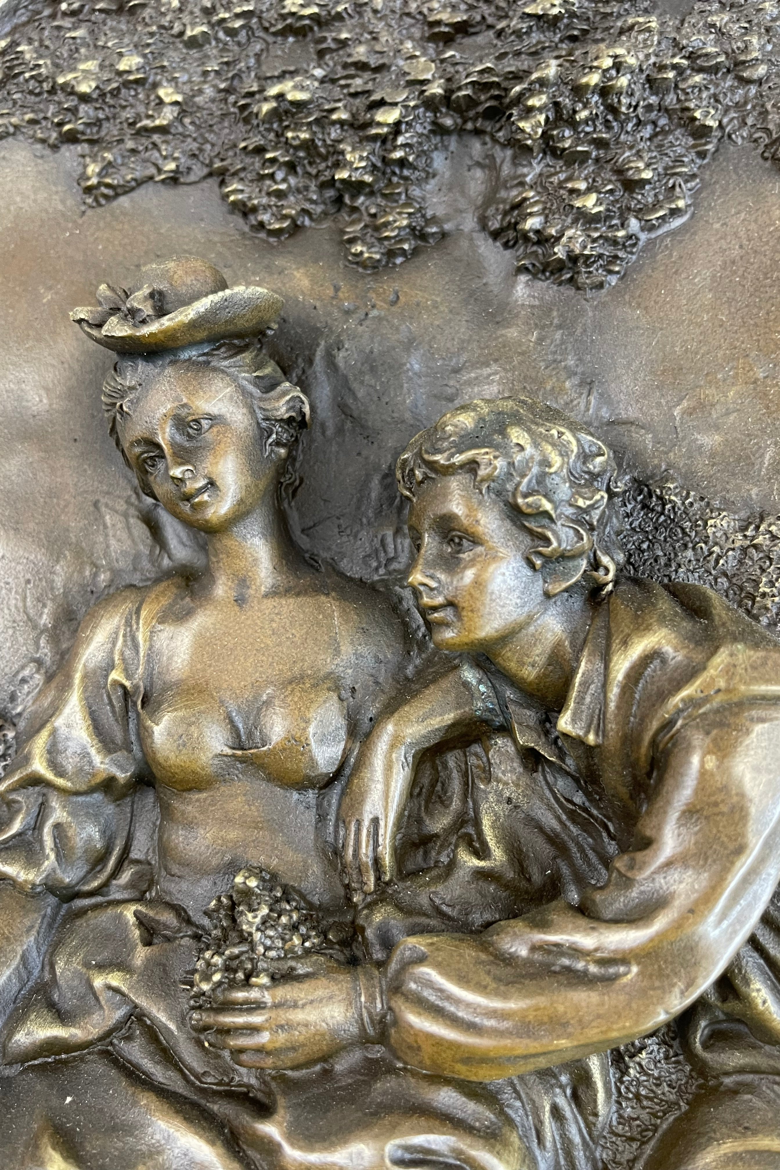 Young Lovers Romantic Wall Art Plaque Bas Relief 18" x 14"