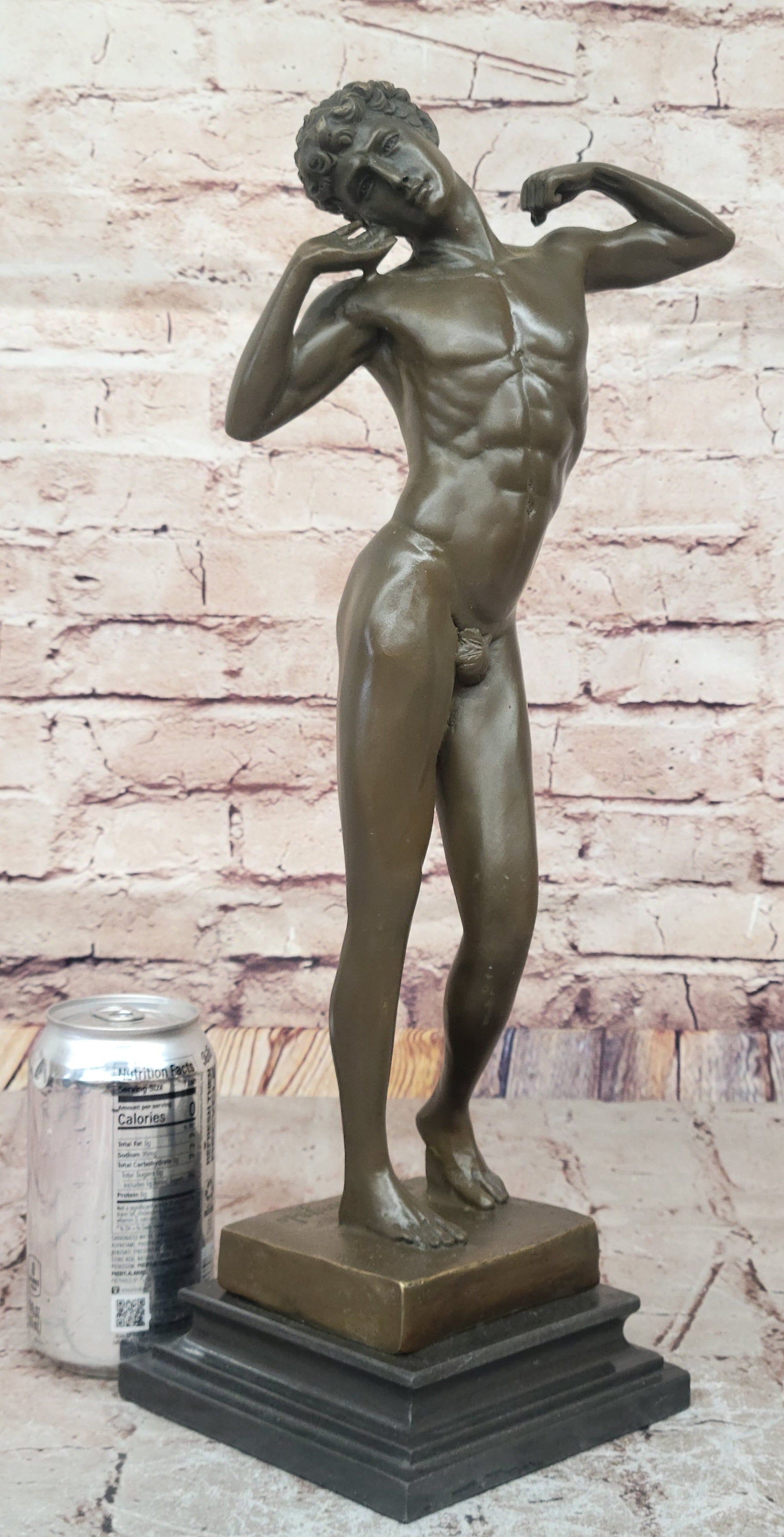 Classical Male Nude Bronze – Graceful Renaissance-Inspired Sculpture