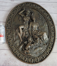 Hanging Wall Relief Bronze Sculpture 17" x 13" Antique Vintage