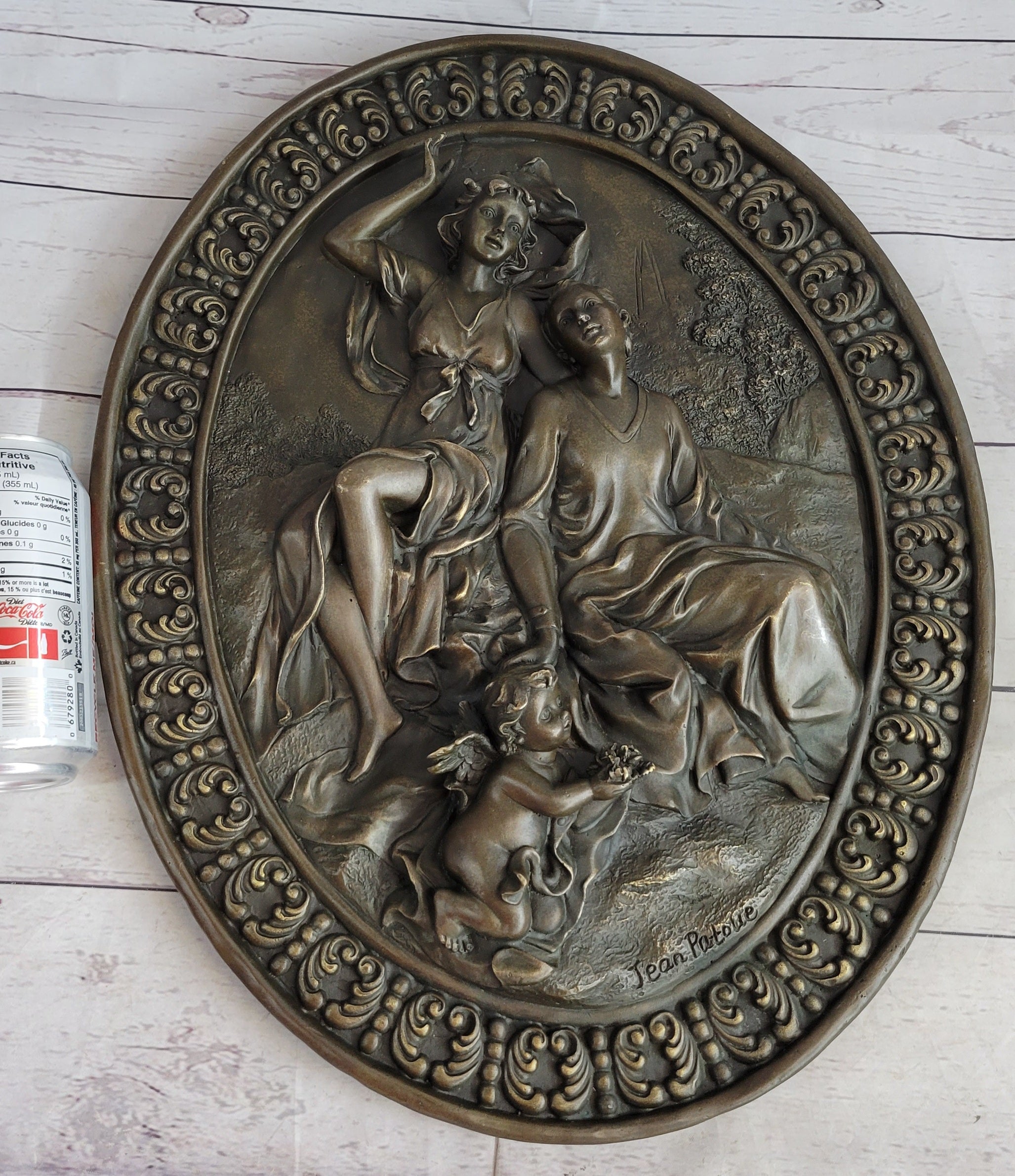Hanging Wall Relief Bronze Sculpture 17" x 13" Antique Vintage