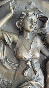 Hanging Wall Relief Bronze Sculpture 17" x 13" Antique Vintage