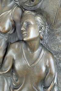 Hanging Wall Relief Bronze Sculpture 17" x 13" Antique Vintage