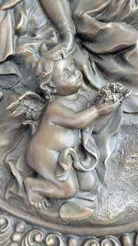 Hanging Wall Relief Bronze Sculpture 17" x 13" Antique Vintage
