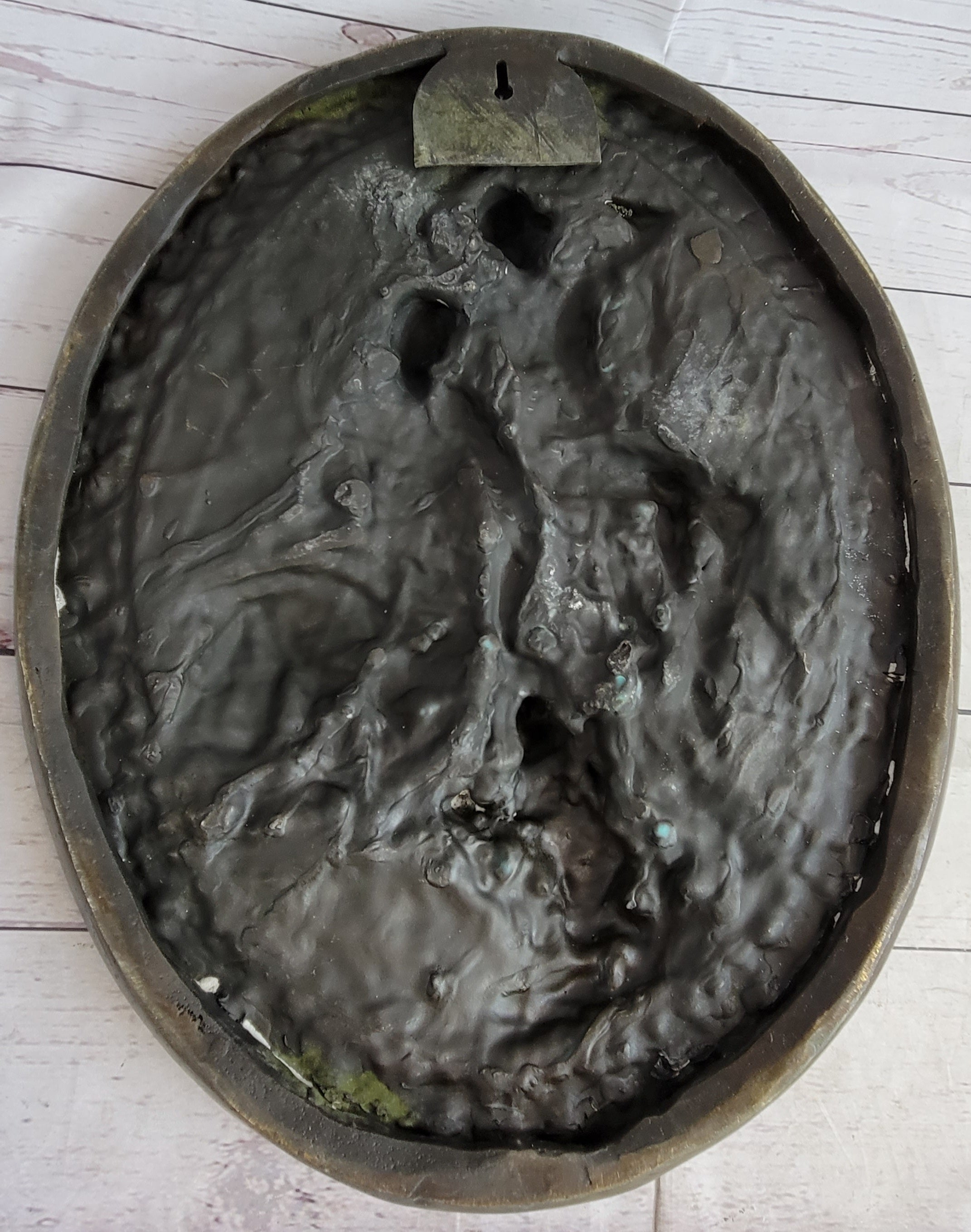 Hanging Wall Relief Bronze Sculpture 17" x 13" Antique Vintage