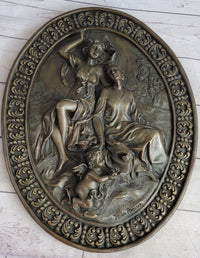 Hanging Wall Relief Bronze Sculpture 17" x 13" Antique Vintage