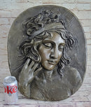 Art Nouveau Bronze Wall Hanging Portrait of Woman by Jean Patoue