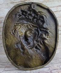 Art Nouveau Bronze Wall Hanging Portrait of Woman by Jean Patoue