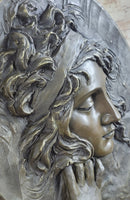 Art Nouveau Bronze Wall Hanging Portrait of Woman by Jean Patoue