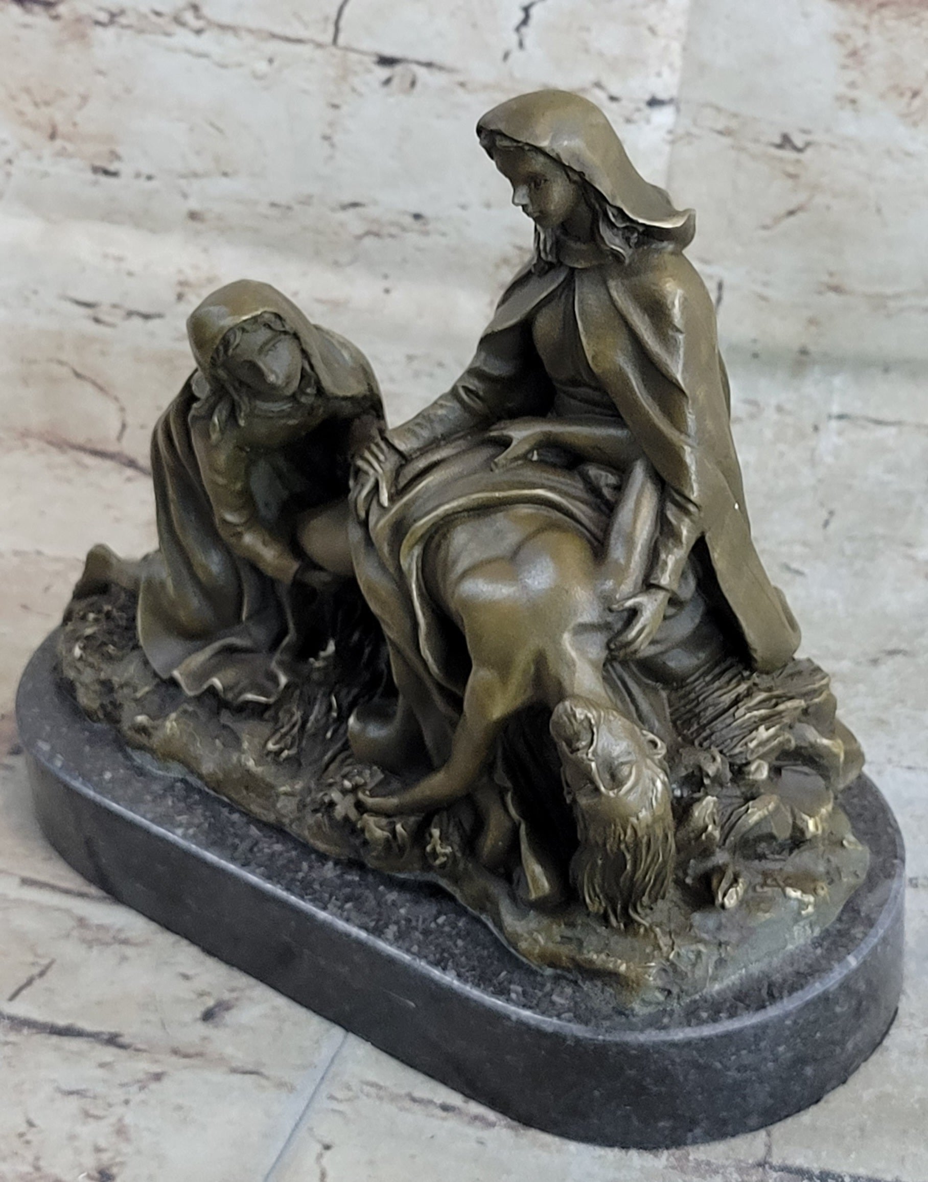 The Lamentation of Christ Jesus With Virgin Mary & Saint Mary Magdalene Bronze