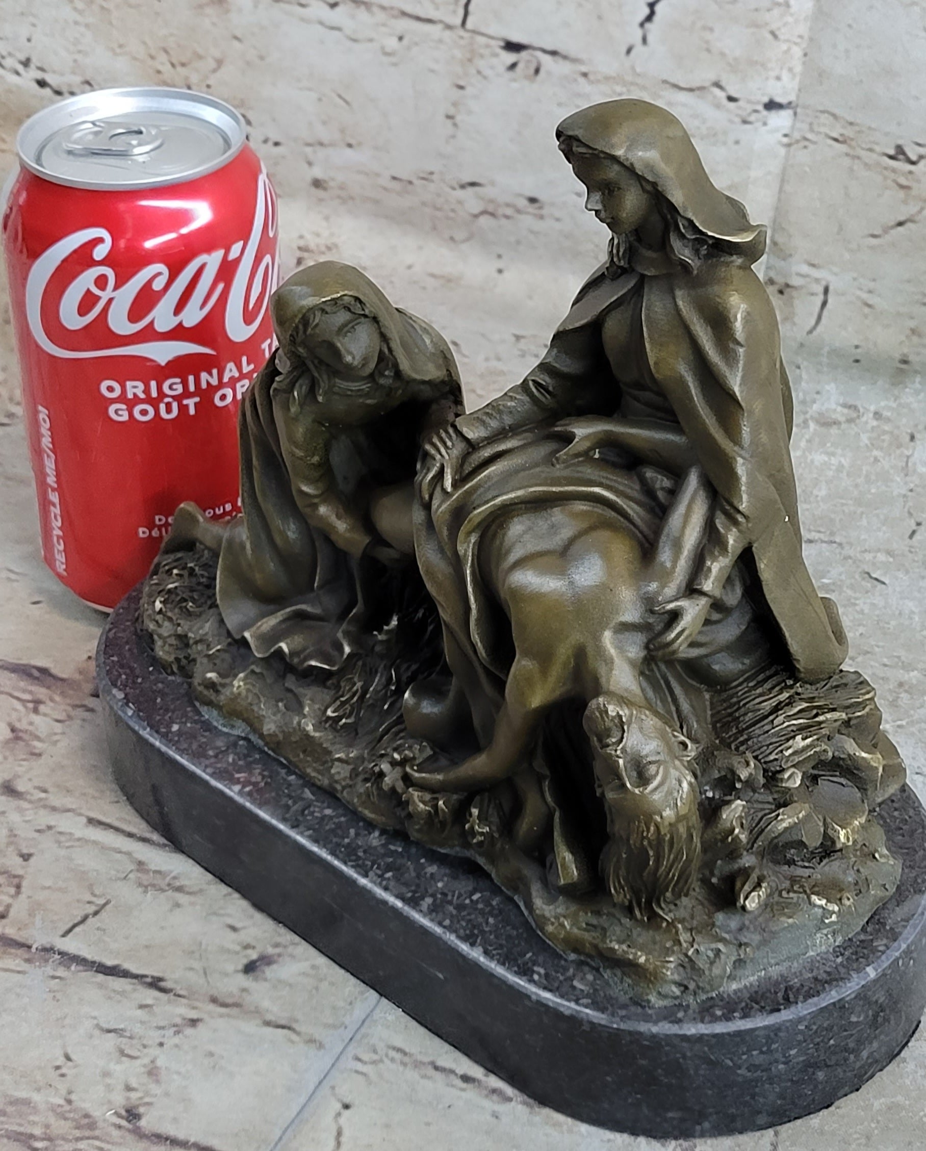 The Lamentation of Christ Jesus With Virgin Mary & Saint Mary Magdalene Bronze