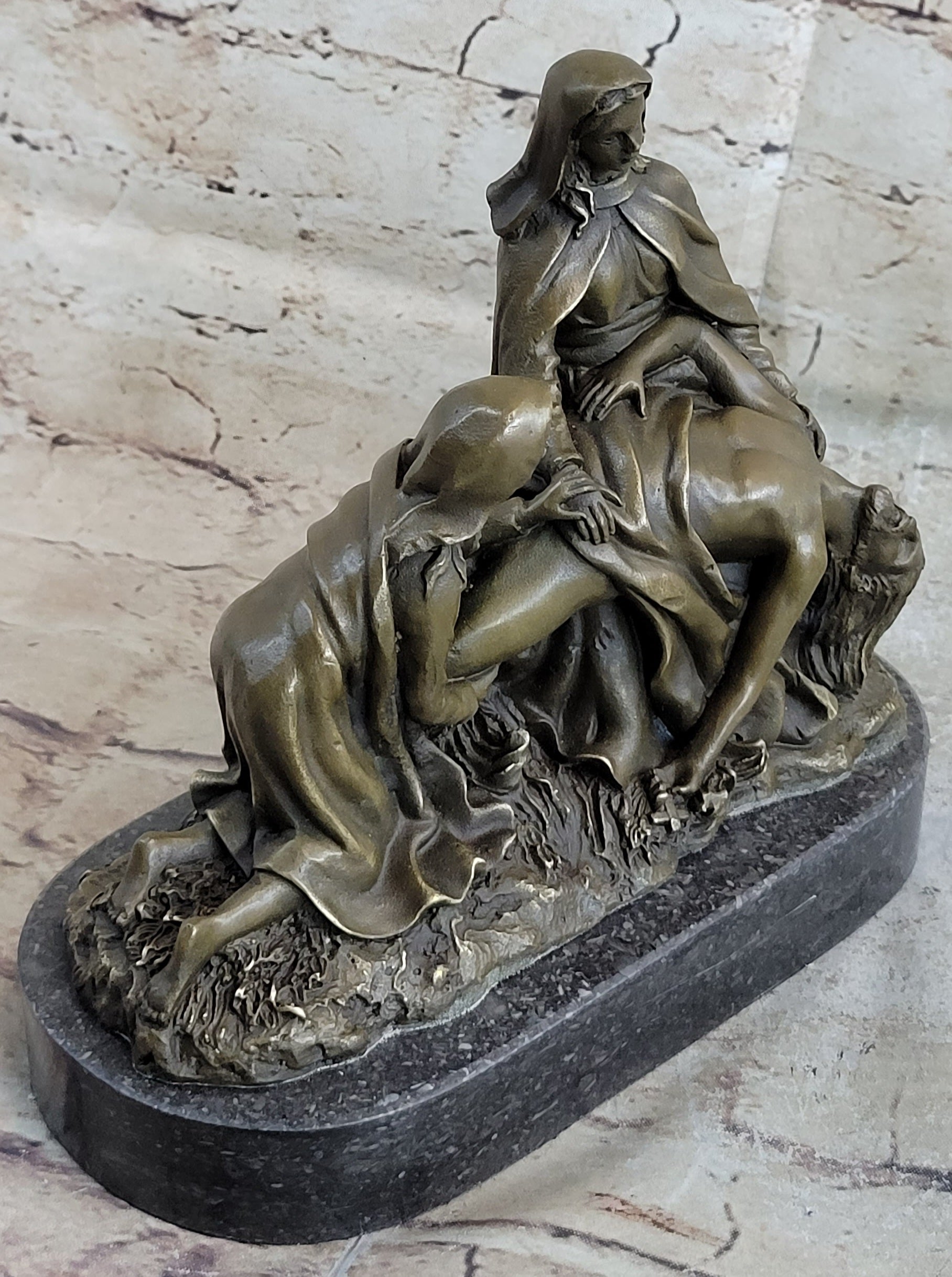 The Lamentation of Christ Jesus With Virgin Mary & Saint Mary Magdalene Bronze