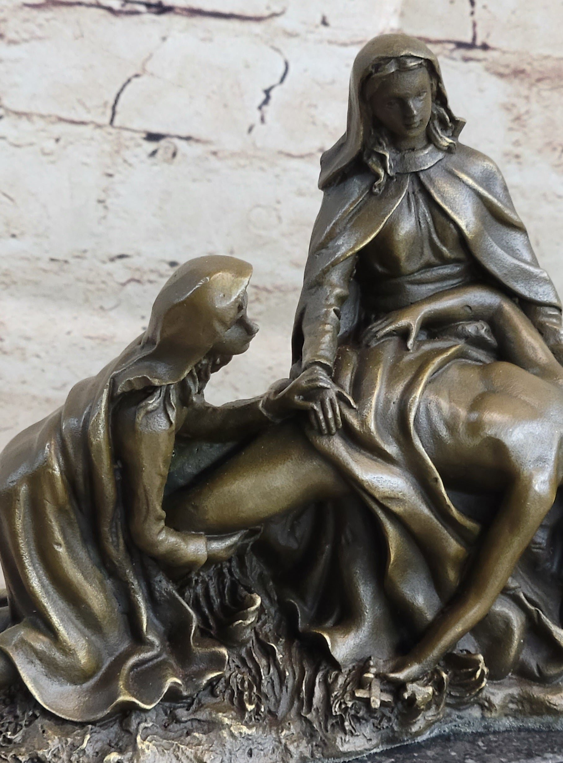 The Lamentation of Christ Jesus With Virgin Mary & Saint Mary Magdalene Bronze
